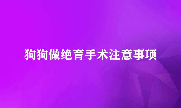 狗狗做绝育手术注意事项