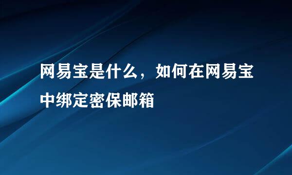 网易宝是什么，如何在网易宝中绑定密保邮箱