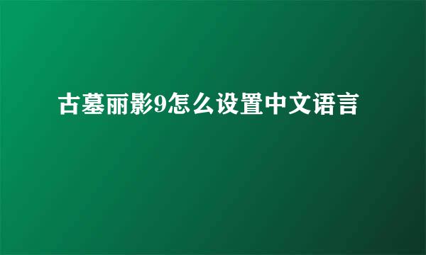 古墓丽影9怎么设置中文语言