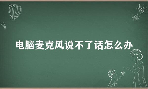 电脑麦克风说不了话怎么办