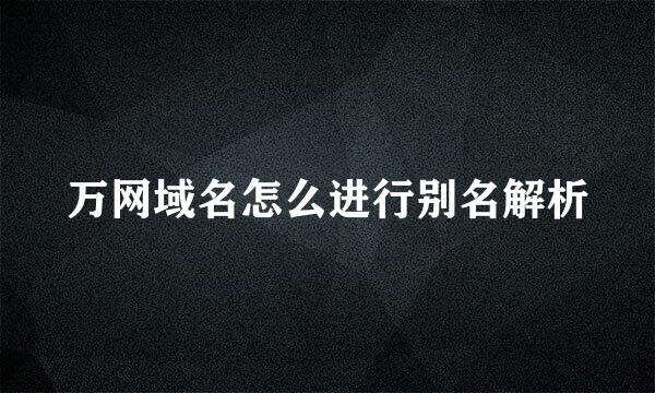 万网域名怎么进行别名解析