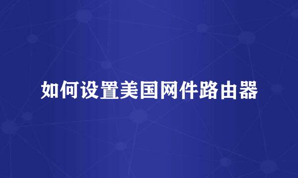 如何设置美国网件路由器