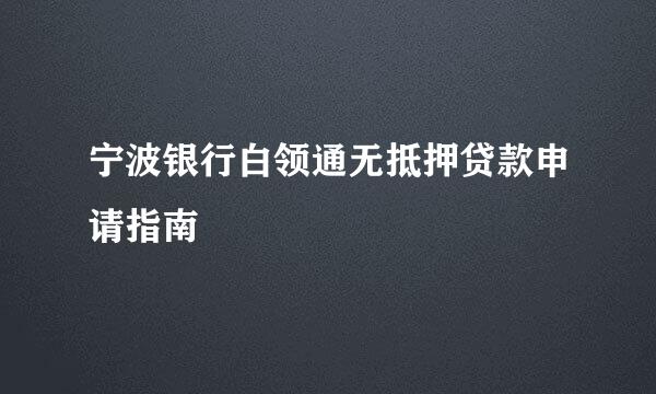 宁波银行白领通无抵押贷款申请指南