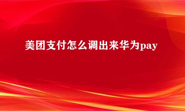 美团支付怎么调出来华为pay