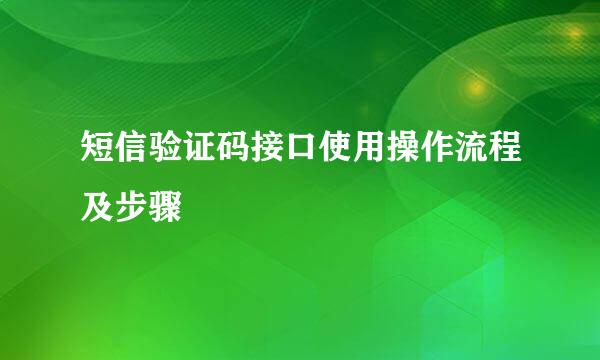 短信验证码接口使用操作流程及步骤