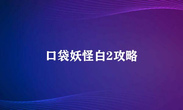 口袋妖怪白2攻略