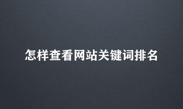 怎样查看网站关键词排名
