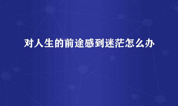 对人生的前途感到迷茫怎么办