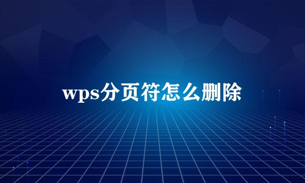 wps分页符怎么删除