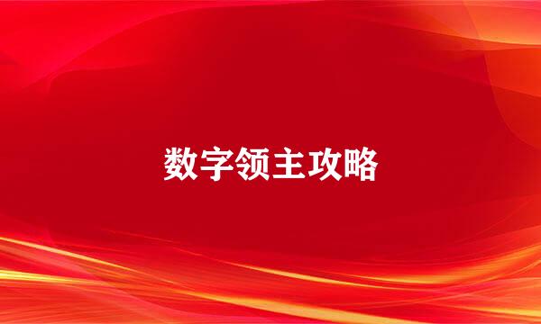 数字领主攻略