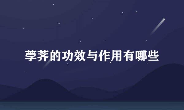 荸荠的功效与作用有哪些