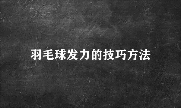 羽毛球发力的技巧方法