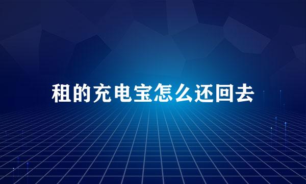 租的充电宝怎么还回去