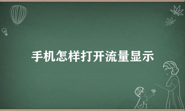 手机怎样打开流量显示