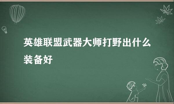 英雄联盟武器大师打野出什么装备好