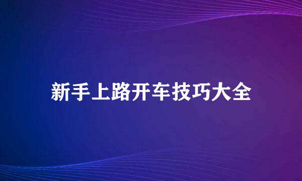 新手上路开车技巧大全