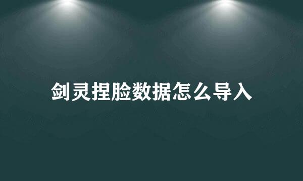 剑灵捏脸数据怎么导入