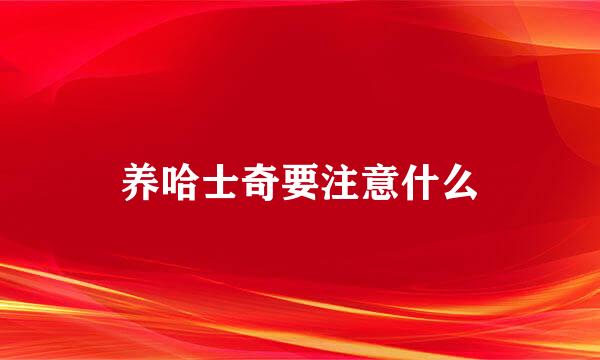 养哈士奇要注意什么