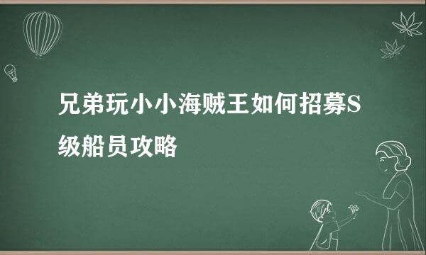 兄弟玩小小海贼王如何招募S级船员攻略