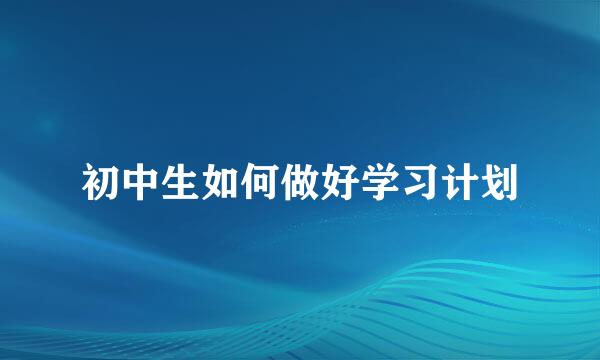初中生如何做好学习计划