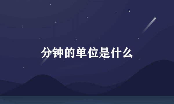 分钟的单位是什么
