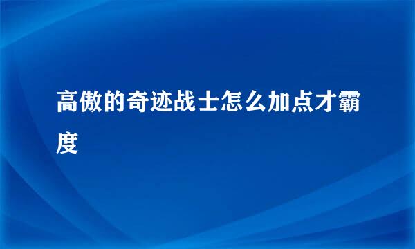 高傲的奇迹战士怎么加点才霸度