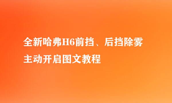 全新哈弗H6前挡、后挡除雾主动开启图文教程