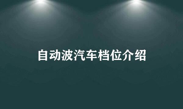 自动波汽车档位介绍