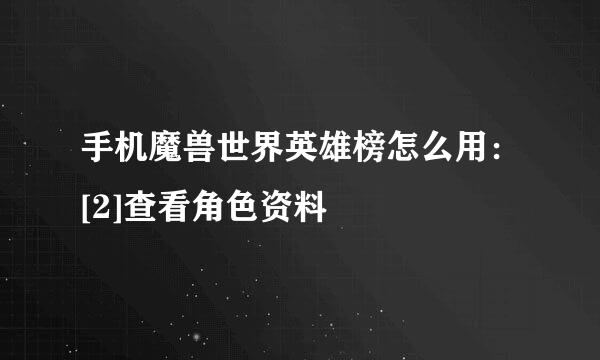 手机魔兽世界英雄榜怎么用：[2]查看角色资料