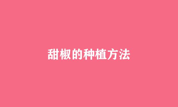 甜椒的种植方法