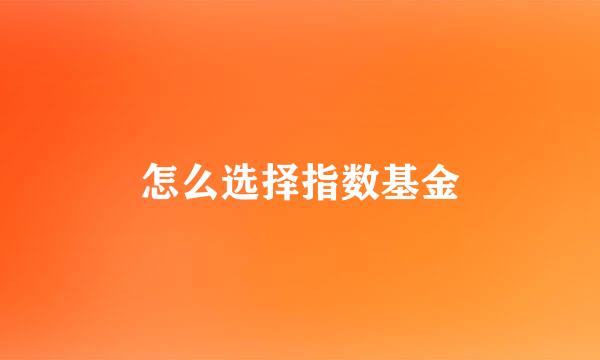 怎么选择指数基金