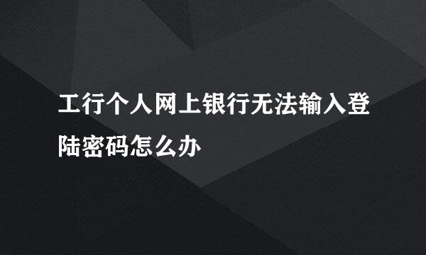 工行个人网上银行无法输入登陆密码怎么办