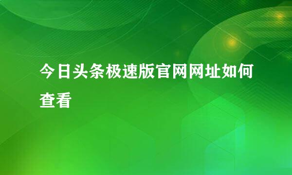 今日头条极速版官网网址如何查看