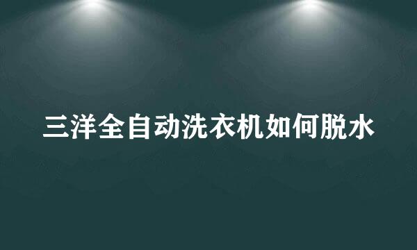 三洋全自动洗衣机如何脱水