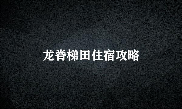 龙脊梯田住宿攻略