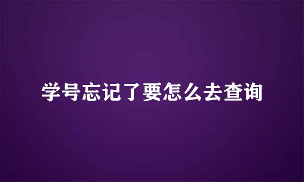 学号忘记了要怎么去查询