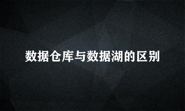 数据仓库与数据湖的区别