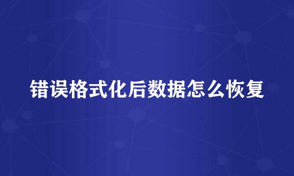 错误格式化后数据怎么恢复