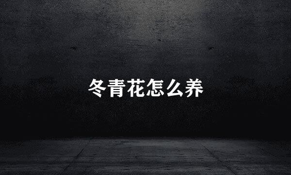 冬青花怎么养