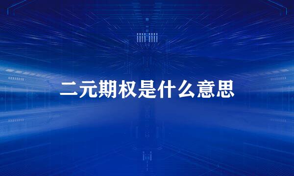 二元期权是什么意思