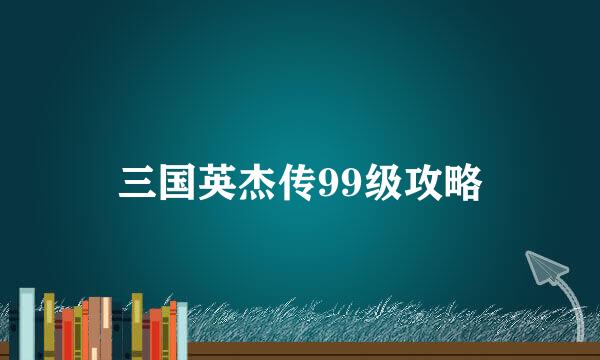 三国英杰传99级攻略