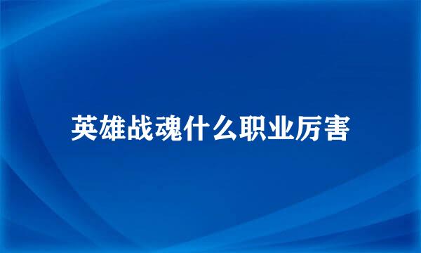 英雄战魂什么职业厉害