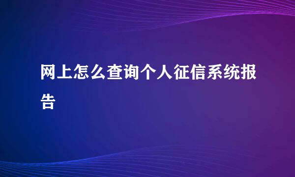 网上怎么查询个人征信系统报告