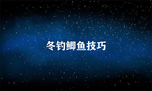 冬钓鲫鱼技巧
