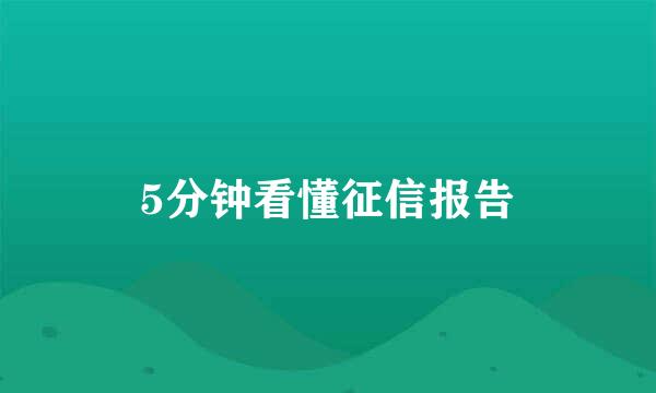 5分钟看懂征信报告