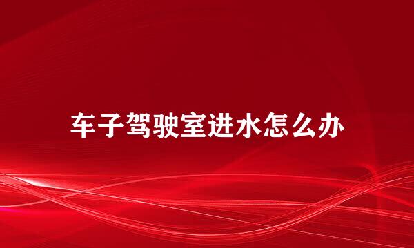 车子驾驶室进水怎么办