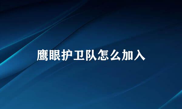 鹰眼护卫队怎么加入