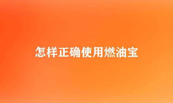 怎样正确使用燃油宝
