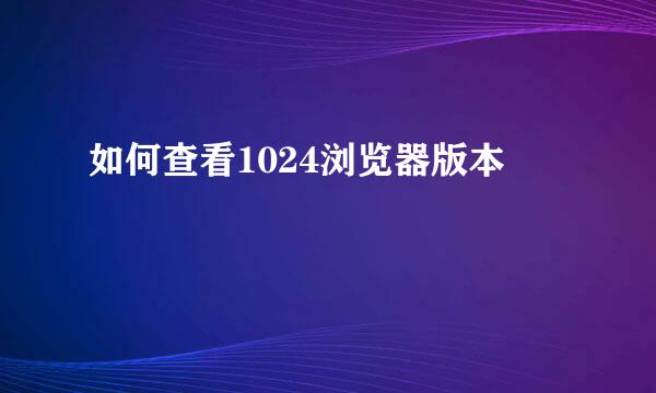 如何查看1024浏览器版本