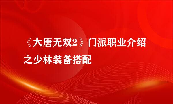 《大唐无双2》门派职业介绍之少林装备搭配